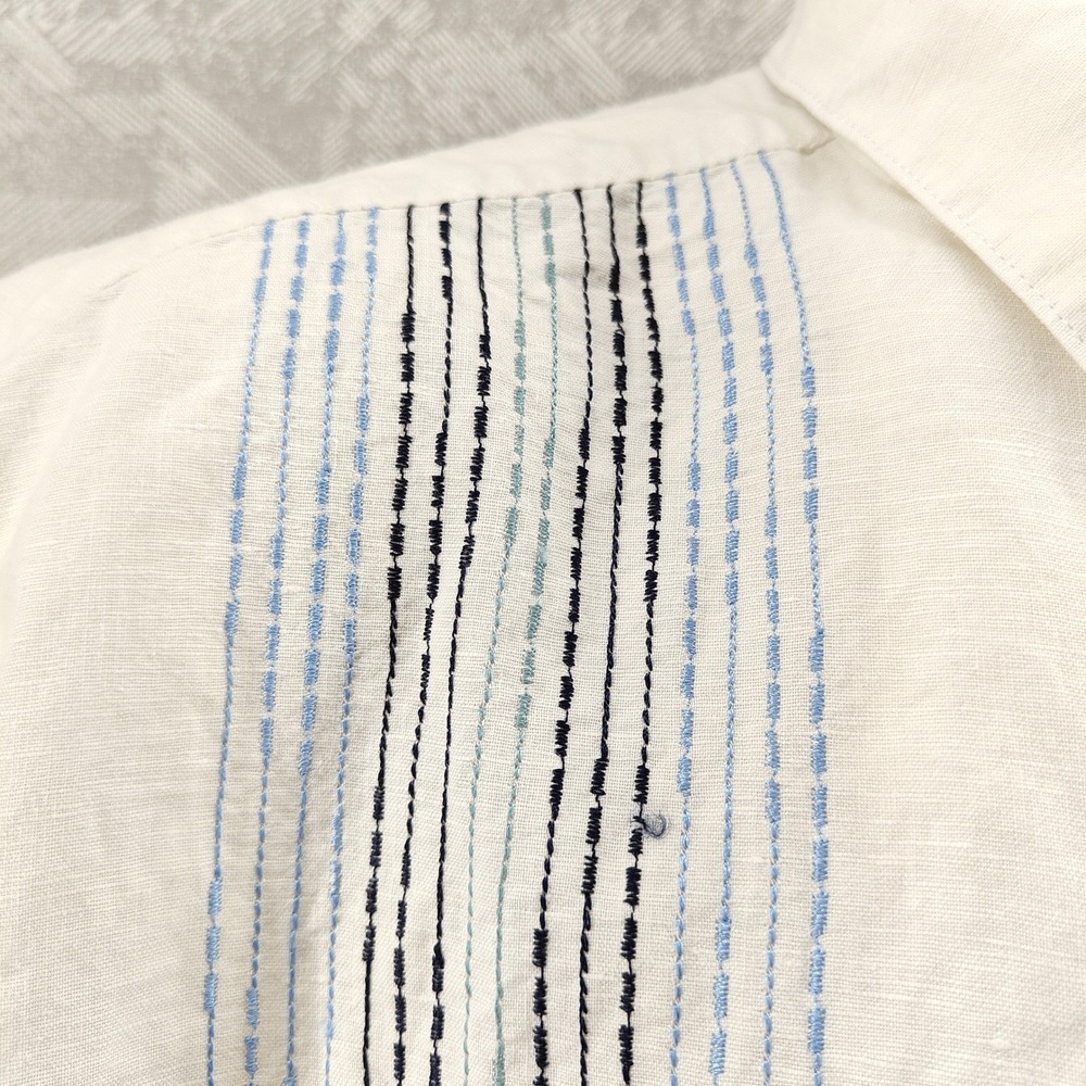 Cubavera Shirt Mens 4XLT XXXXL Tall White Linen Cotton Blend Button Down Casual - Picture 3 of 12